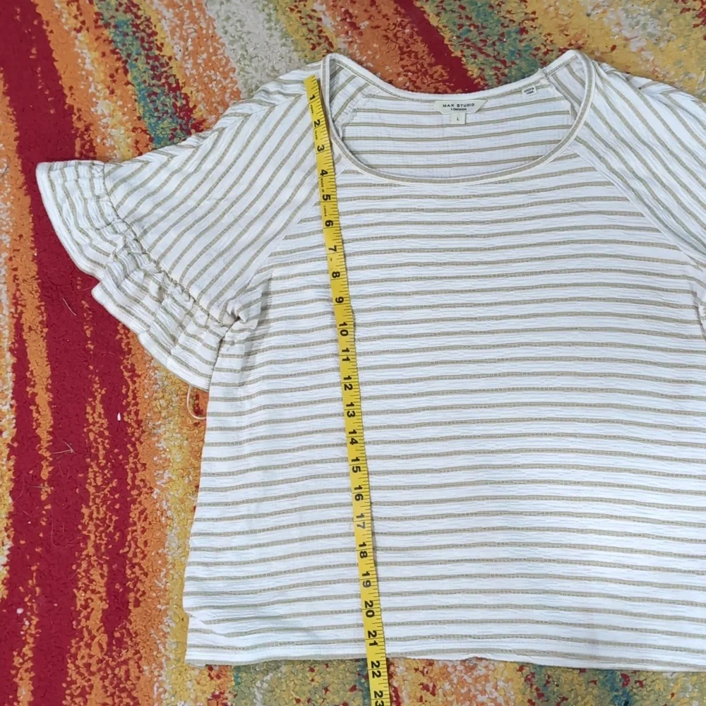 Max Studio White and Tan Short Sleeve Tees... New